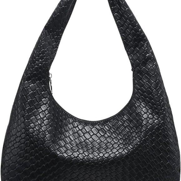 Women's Woven Leather Handbag Vintage Top Handle Shoulder Bags Textured Hobo Bag - Picture 1 of 6